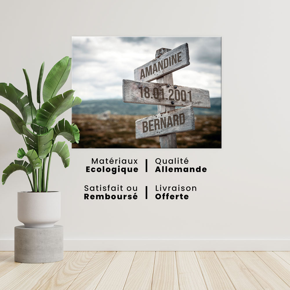 Tableau Prénoms Couple Personnalisable
