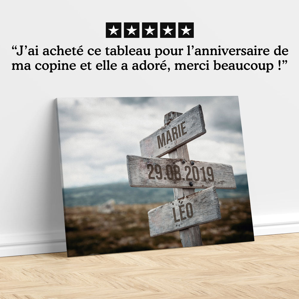 Tableau Prénoms Couple Personnalisable