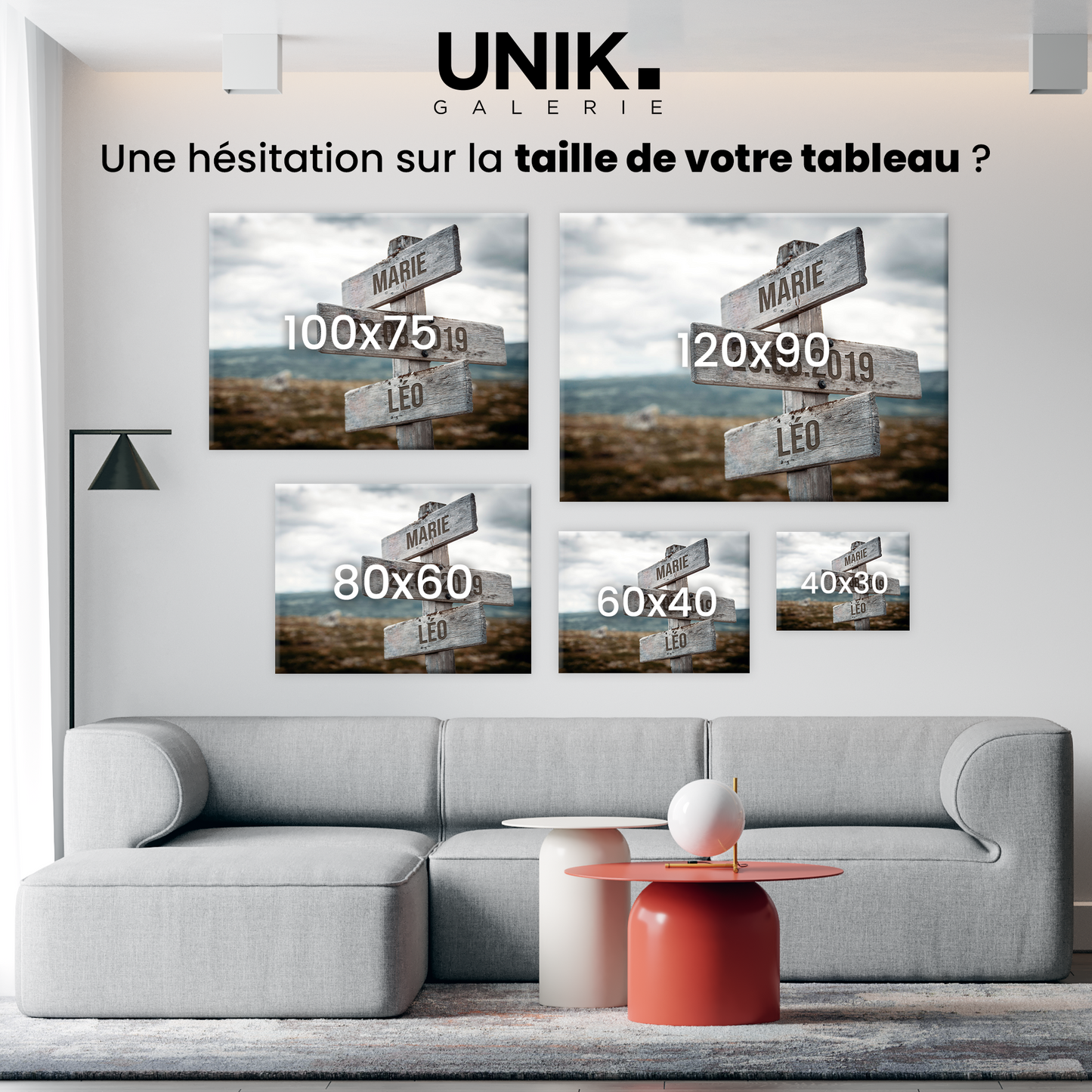 Tableau Prénoms Couple Personnalisable